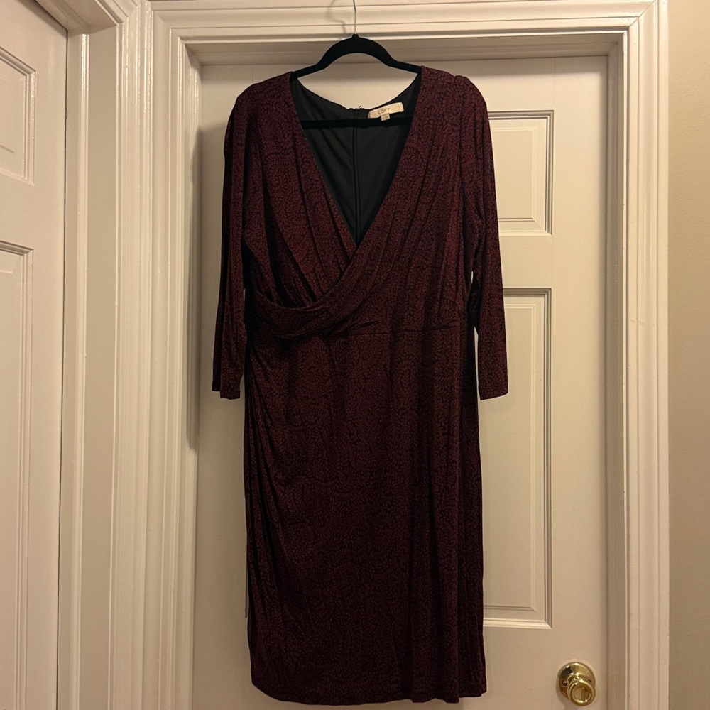 LOFT Burgundy Long Sleeve Dress - Picture 3 of 3